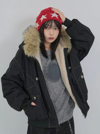 military fur hood jacket