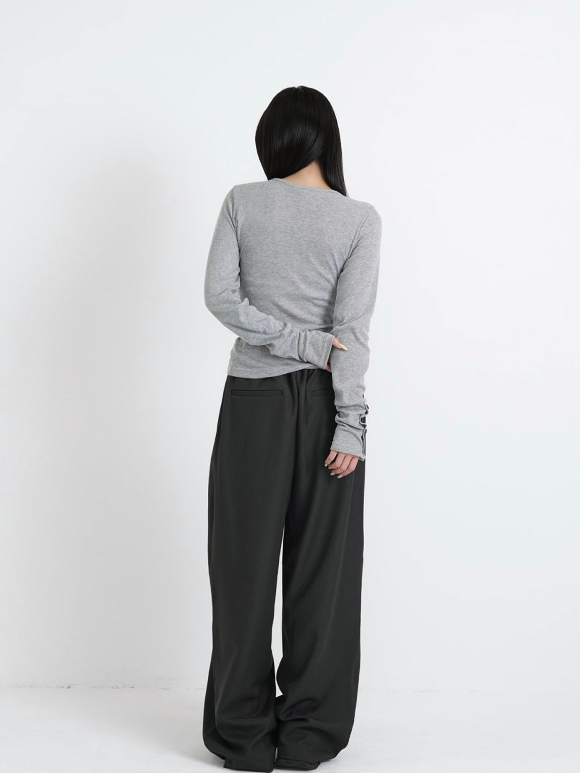 round neck button sleeve tops