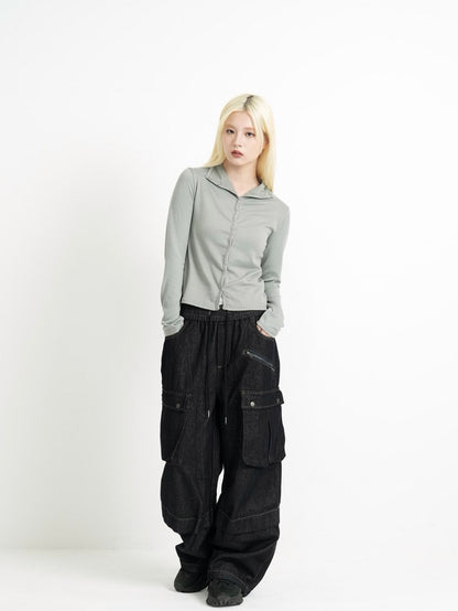 high neck fitted cardigan