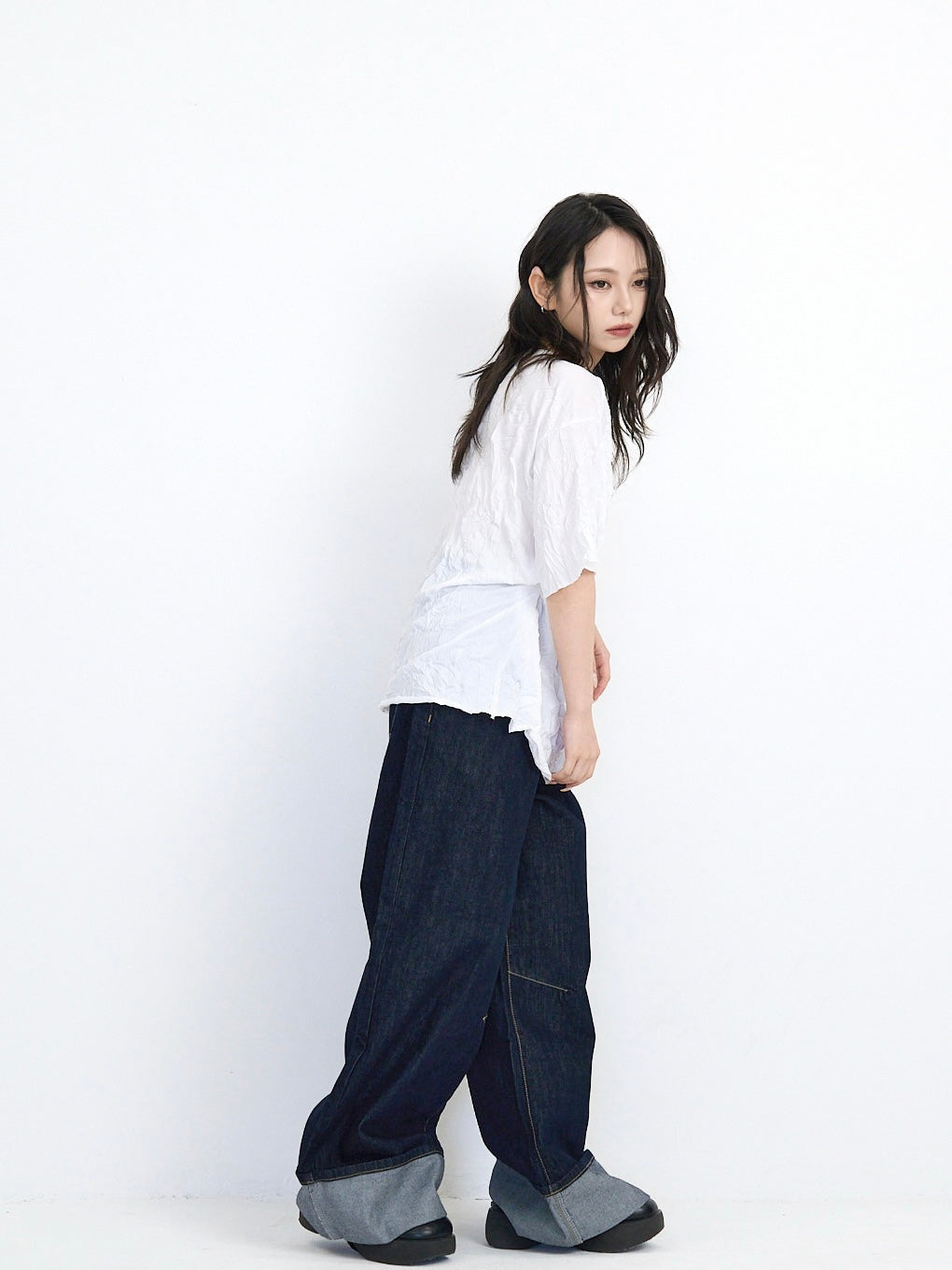wrinkle adjustable button tops