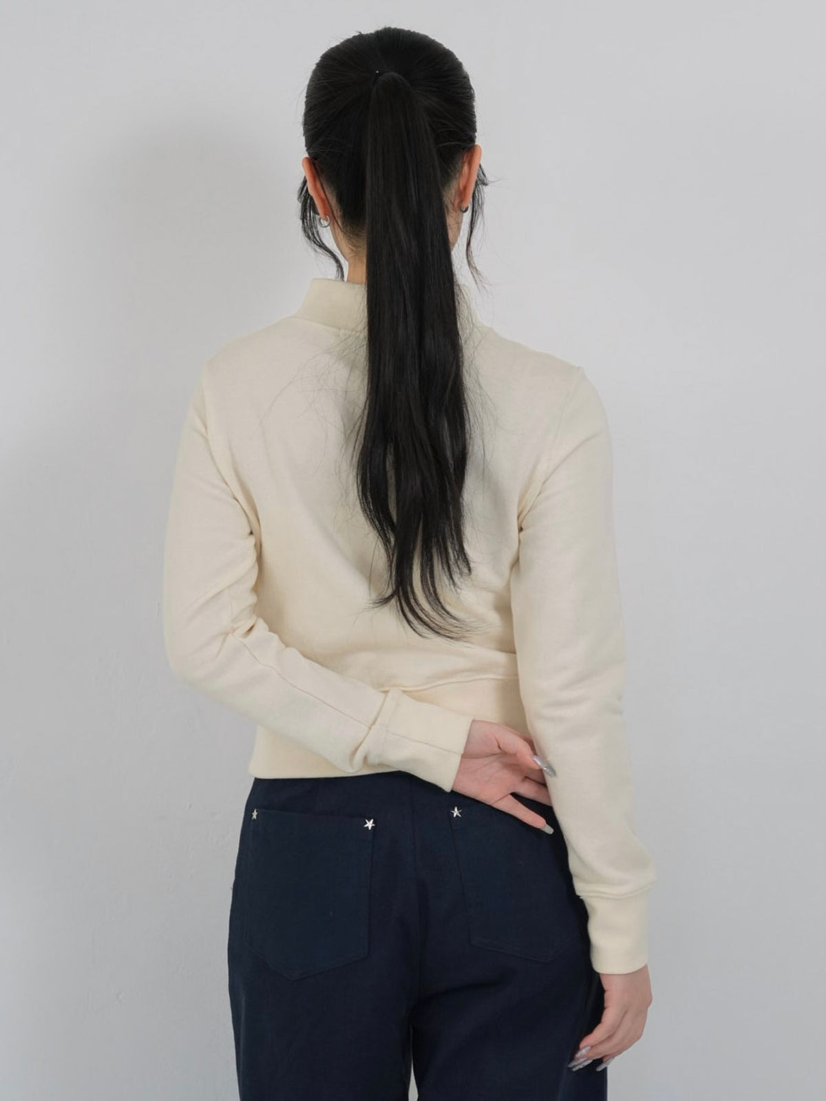 eyelet wave zip tops