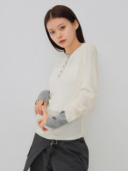bicolor button round tops