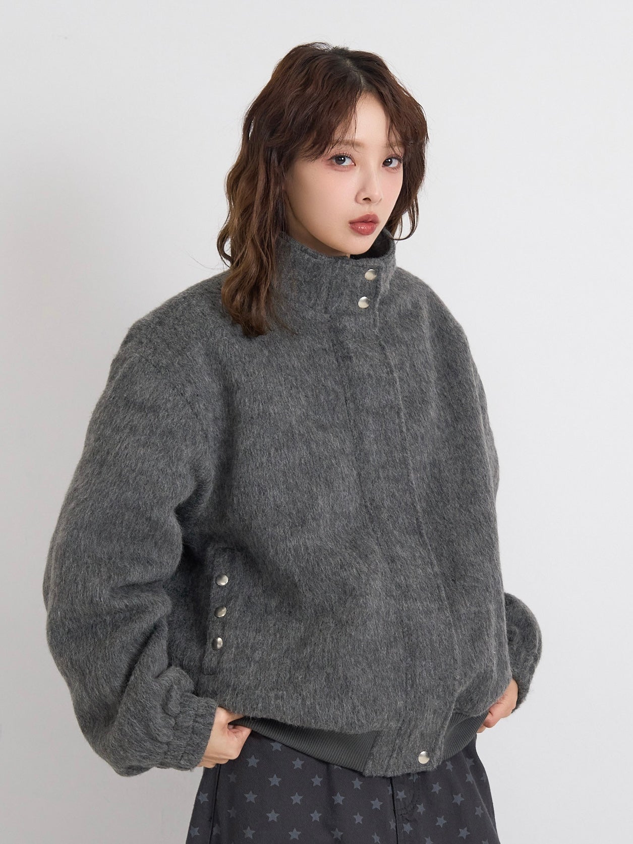 mohair snap blouson