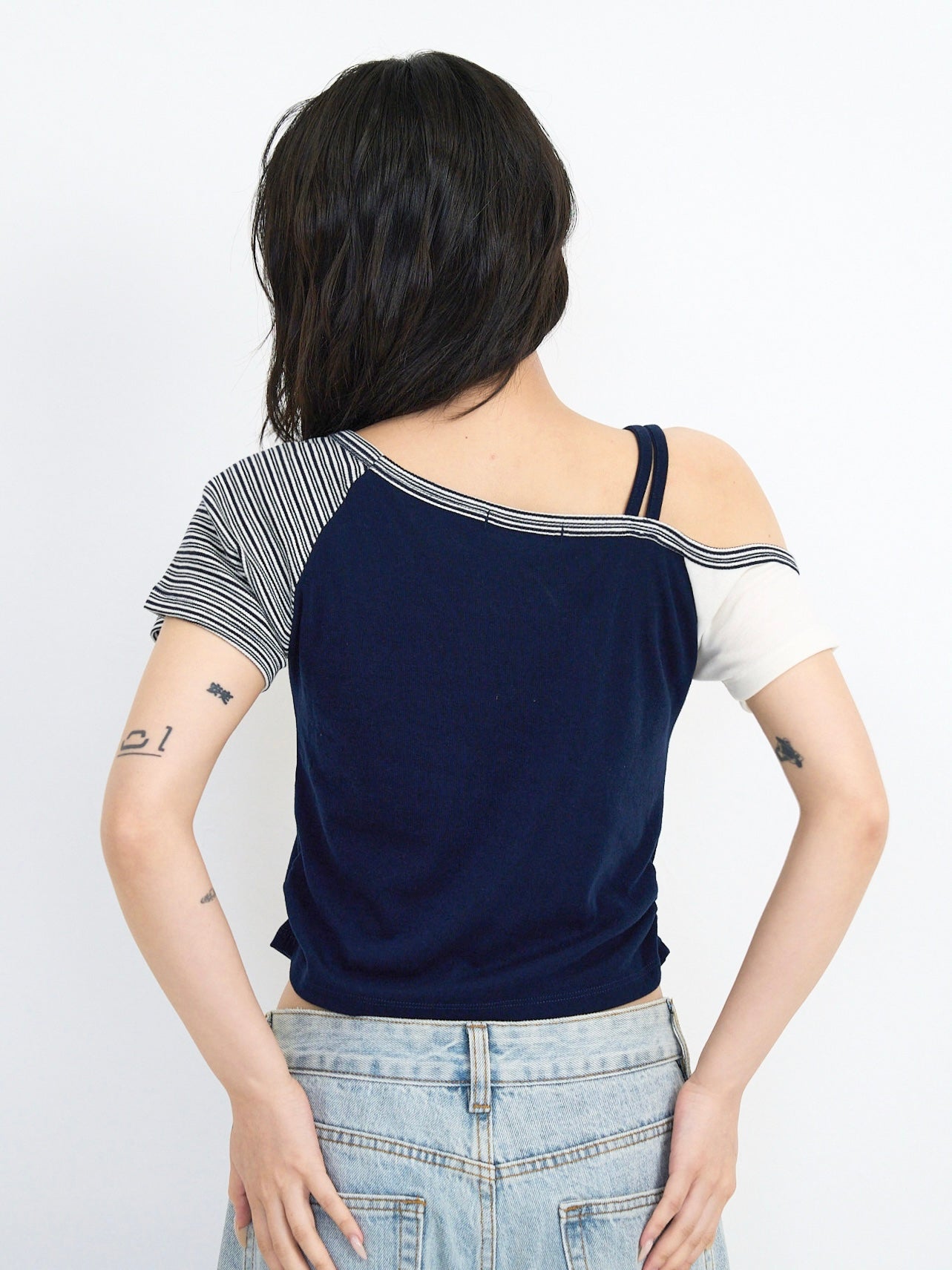 contrast one shoulder tops