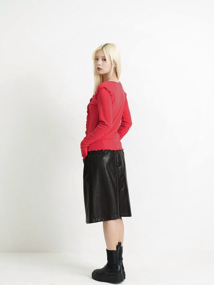 frill trim cardigan