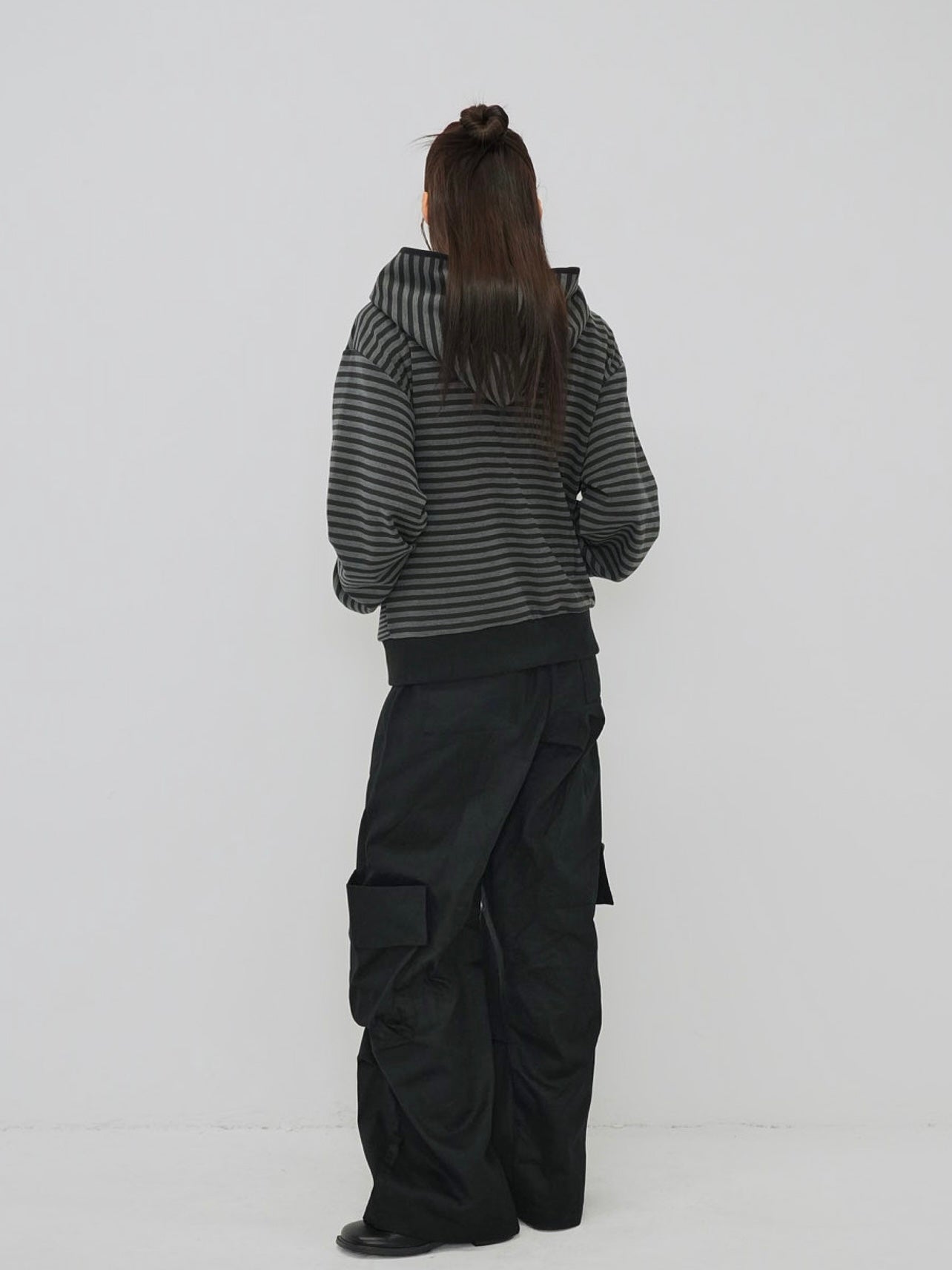 stripe pattern zip hoodie