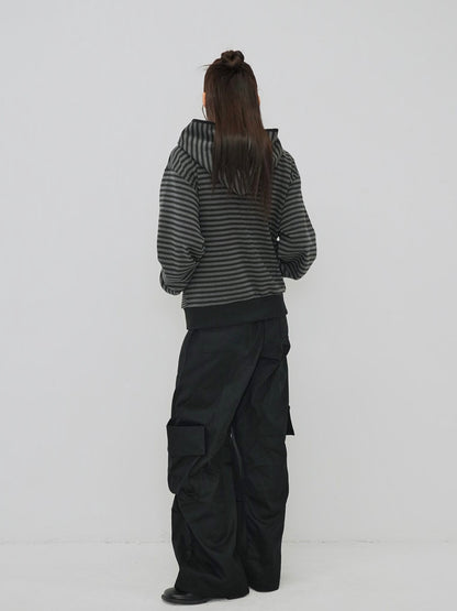 stripe pattern zip hoodie