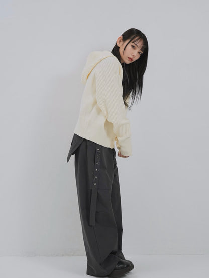 high-neck button knit cardigan