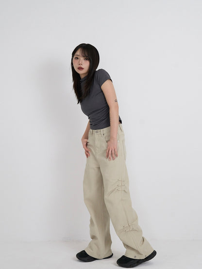 cotton side eyelet pants