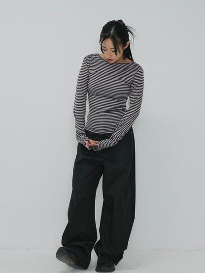 stripe waist wrap tops