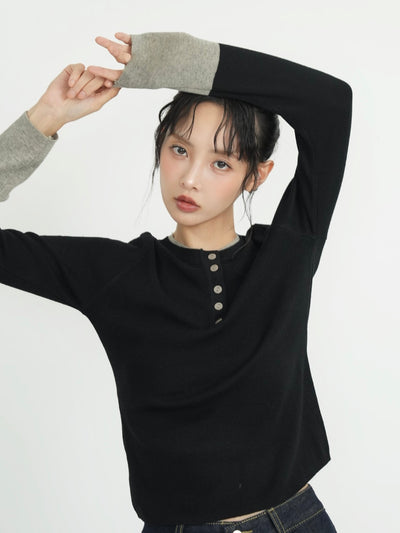 bicolor button round tops