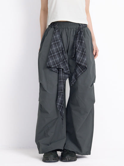 check loop wide pants