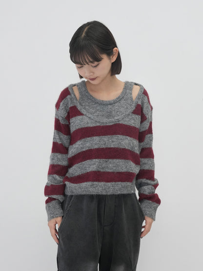 fake layered boarder knit