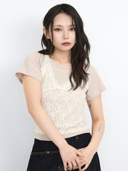 lace overlay halter tops