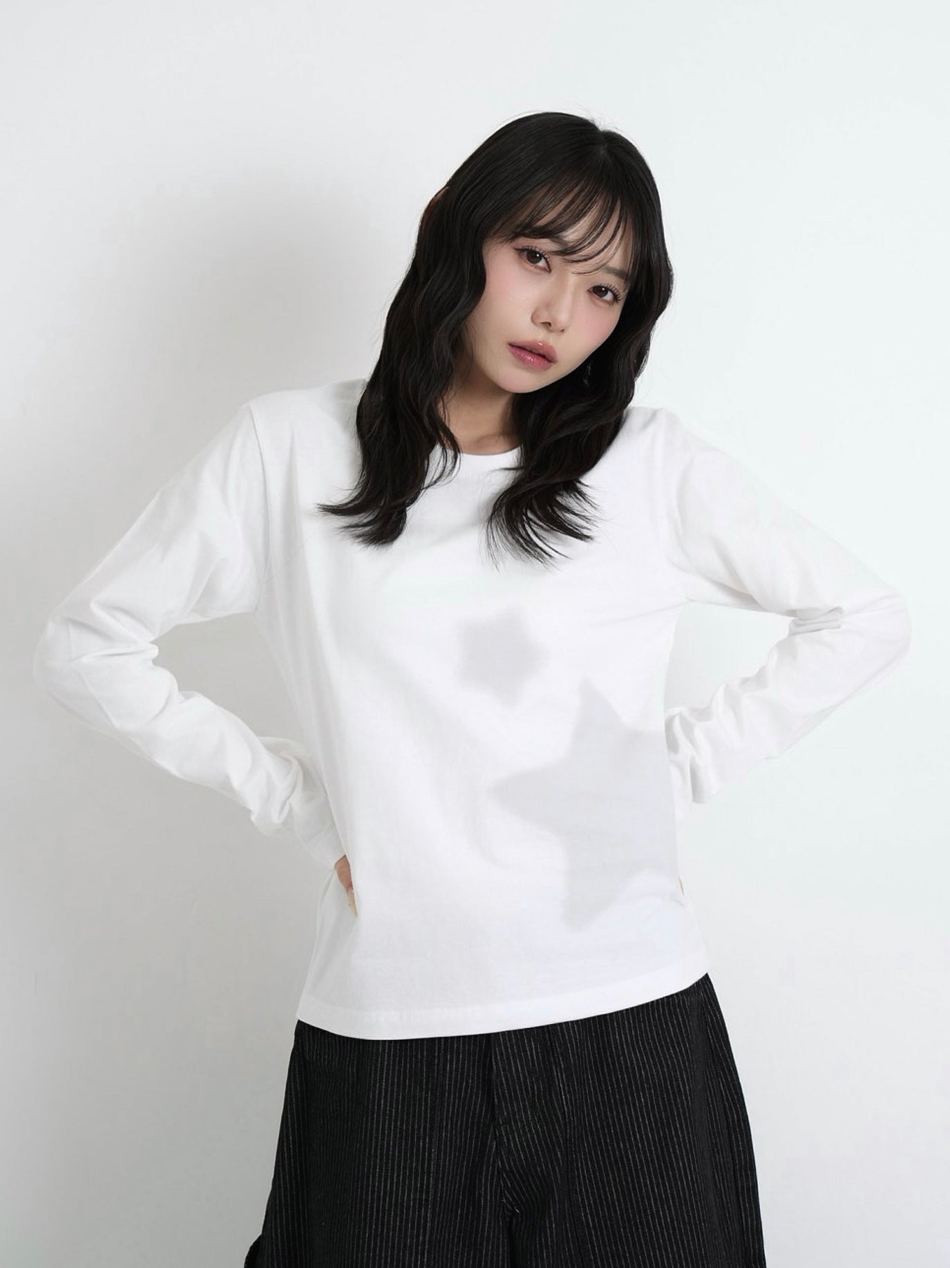 star print basic long tops