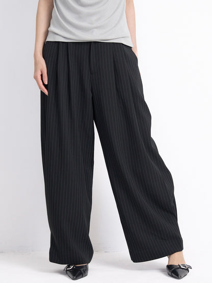 wide stripe tuck pants