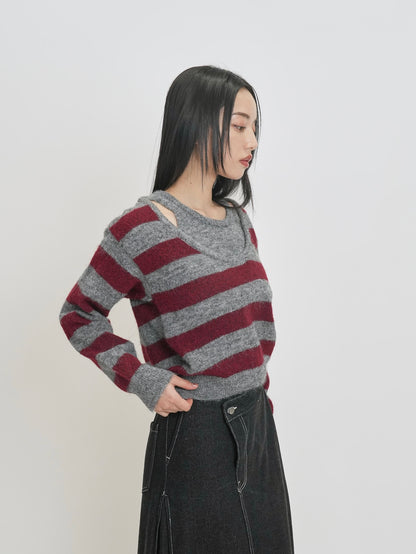 fake layered boarder knit