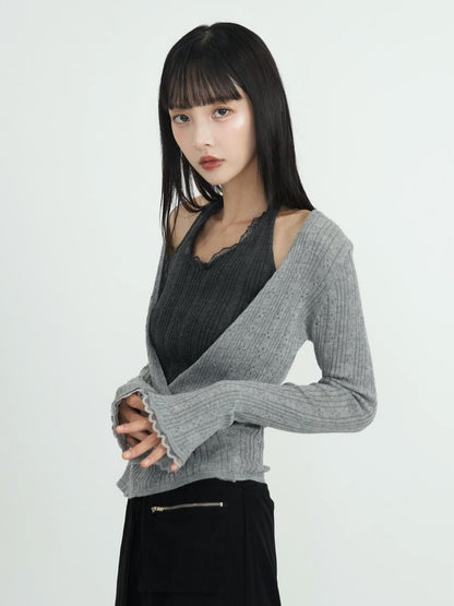 deep v neck cardigan
