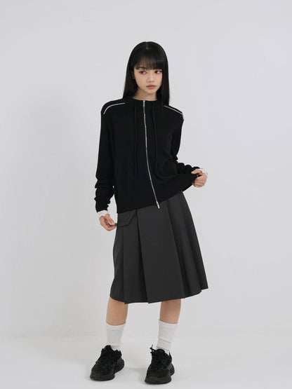 w zip line knit tops