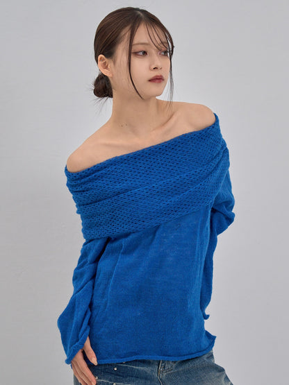 wool off shoulder knit