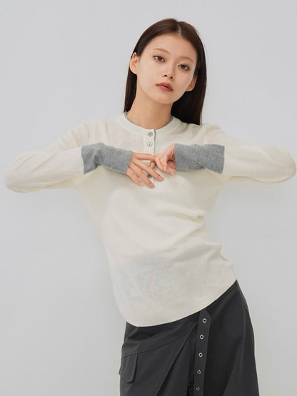 bicolor button round tops