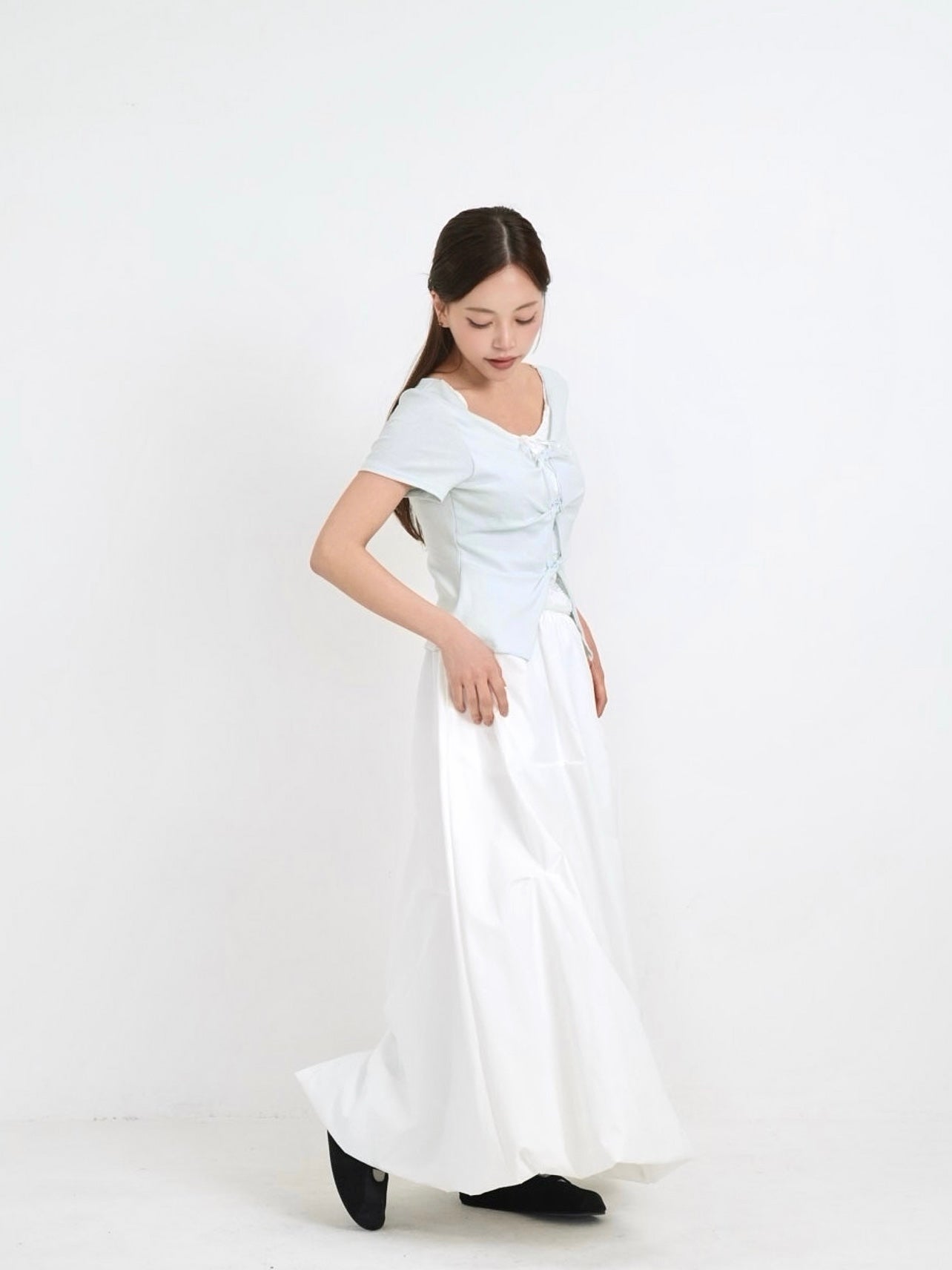 pintuck balloon skirt
