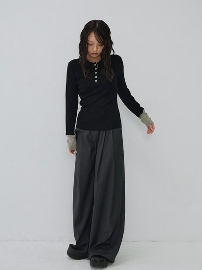 bicolor button round tops