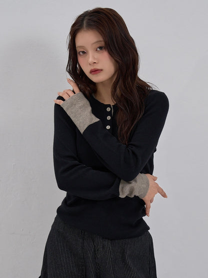 bicolor button round tops