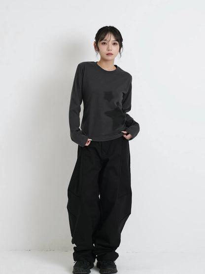 star print basic long tops