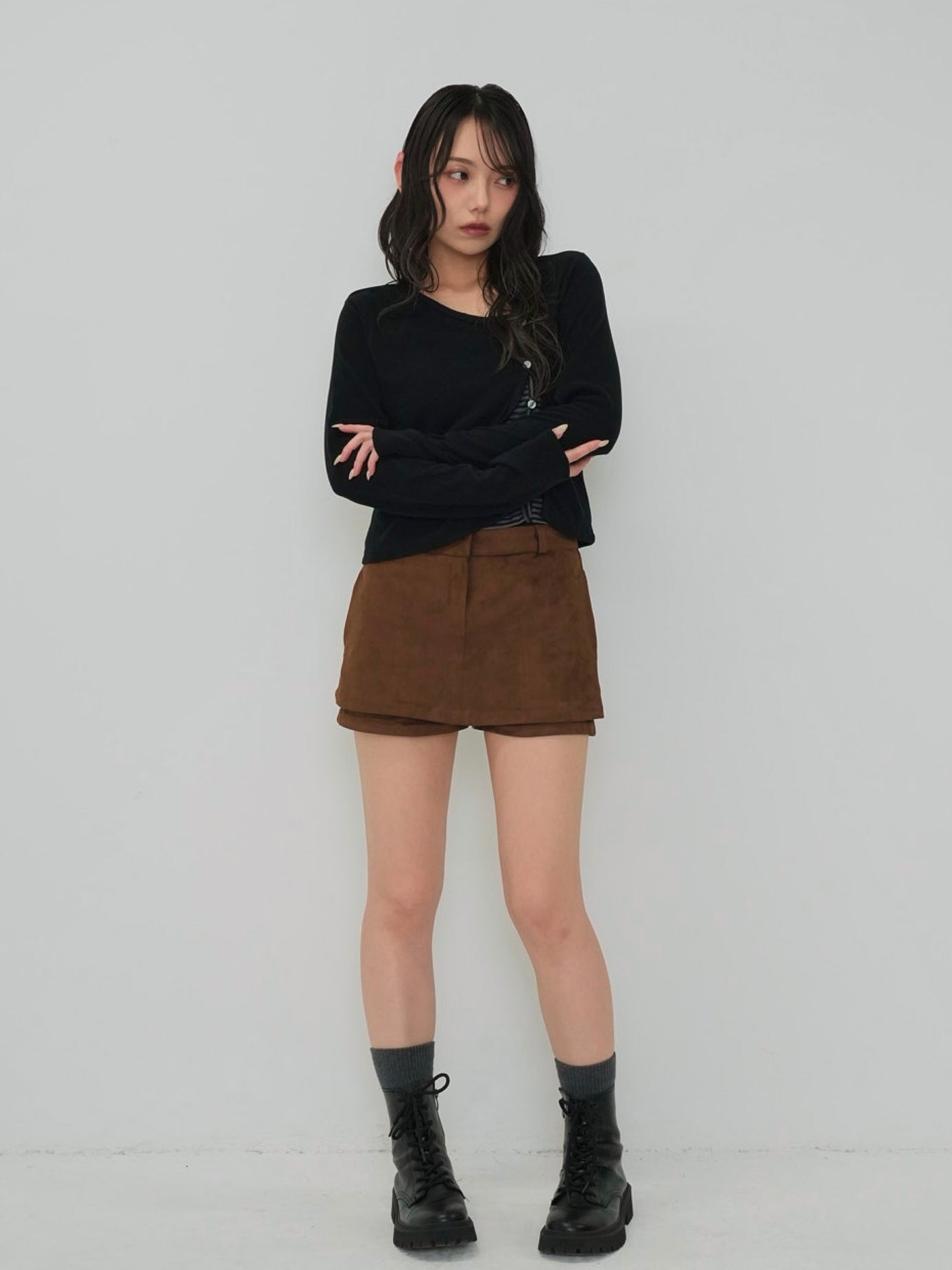 suede mini skirt pants
