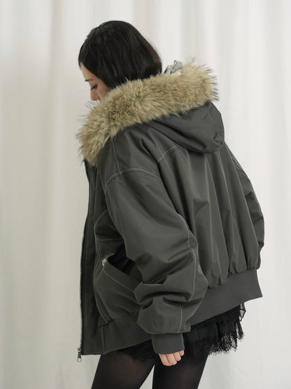 military fur hood jacket