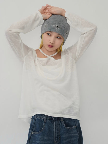 sheer cross knit