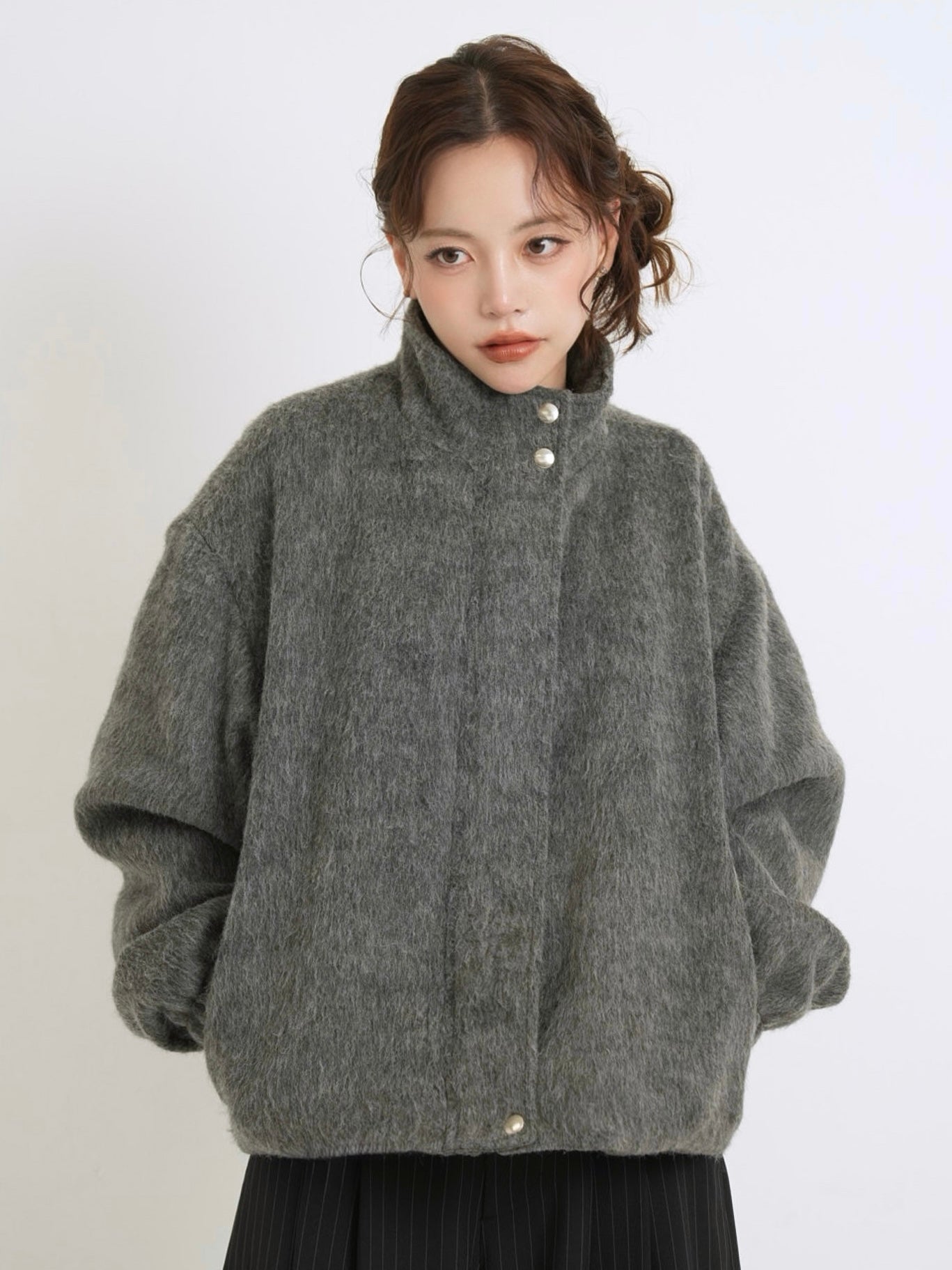 mohair snap blouson