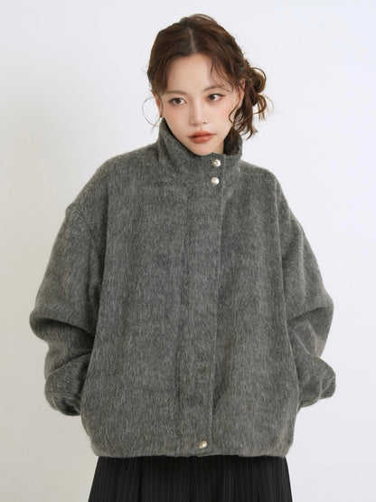 mohair snap blouson