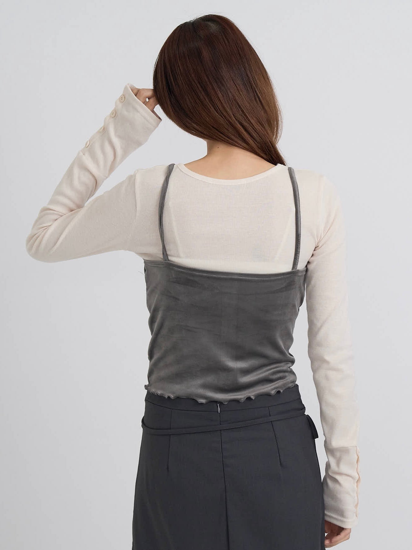 round neck button sleeve tops