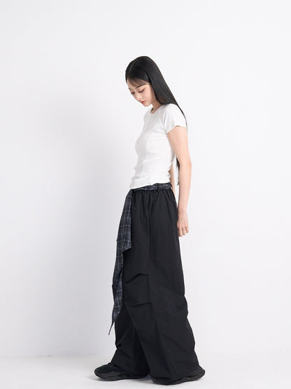 check loop wide pants