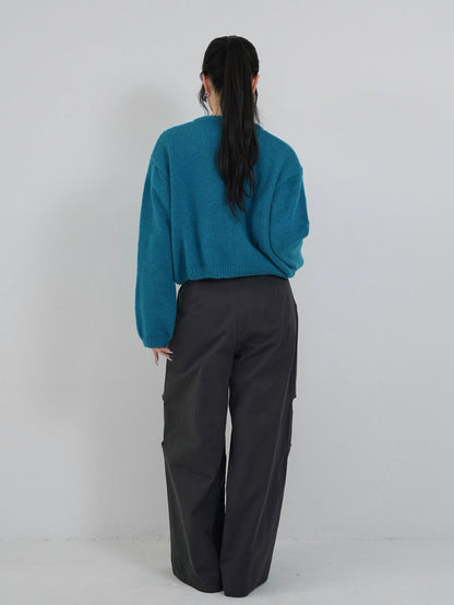 round neck cropped cardigan