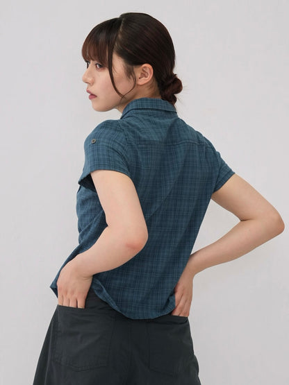 button sleeve check shirt