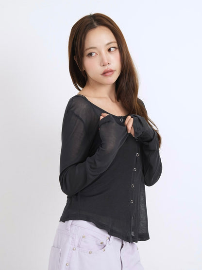 sheer button cardigan