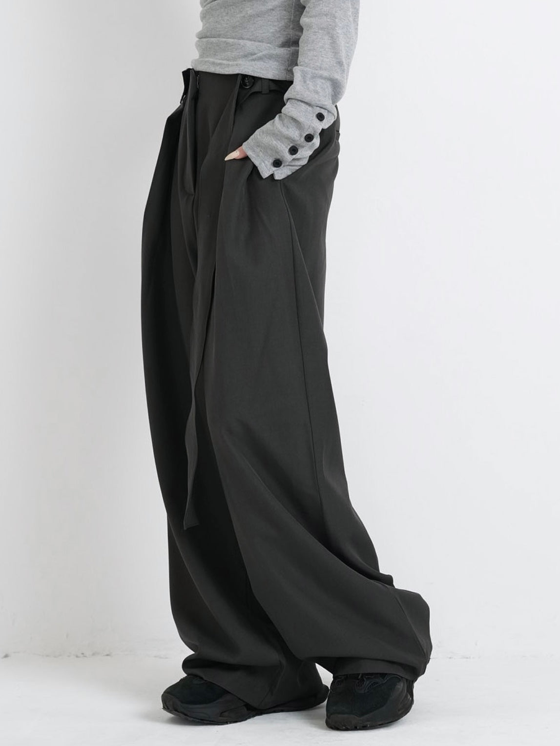waist cord wide pants