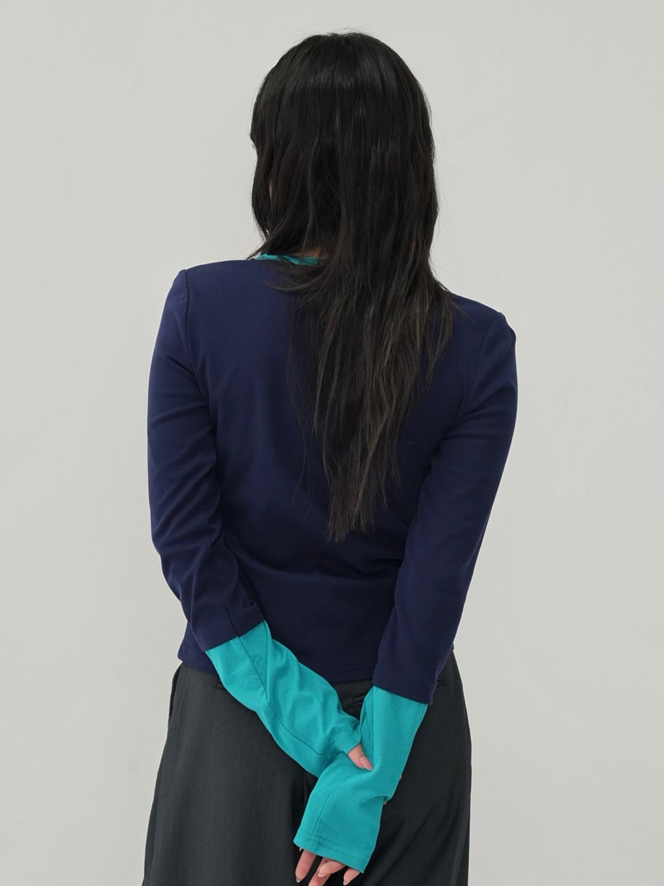 half button bicolor tops #3