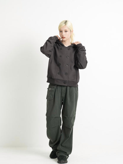 button front hooded jacket