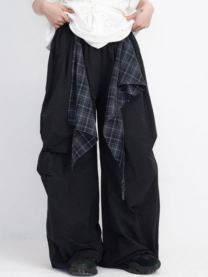 check loop wide pants