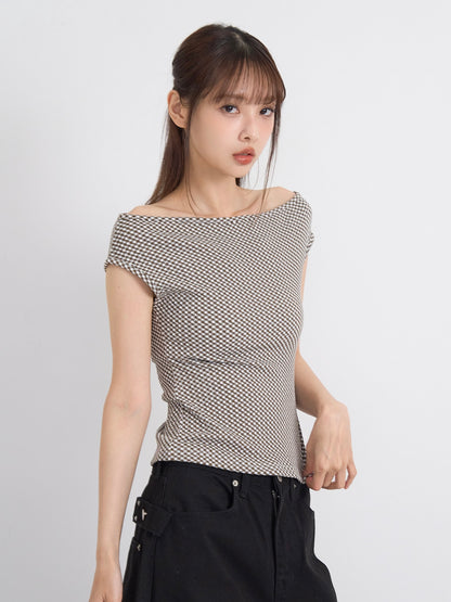gingham off shoulder tops