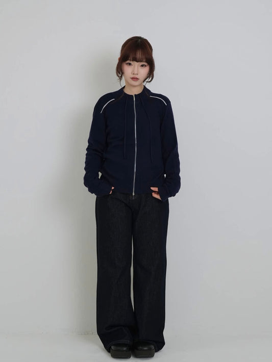 w zip line knit tops