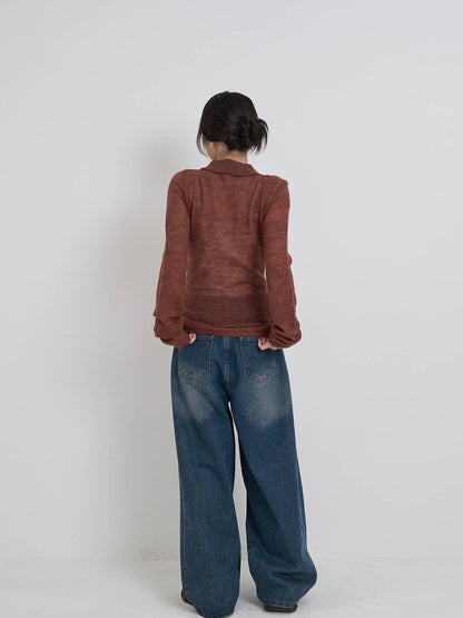 light sheer polo knit