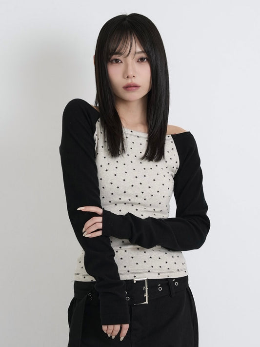 star dot raglan tops