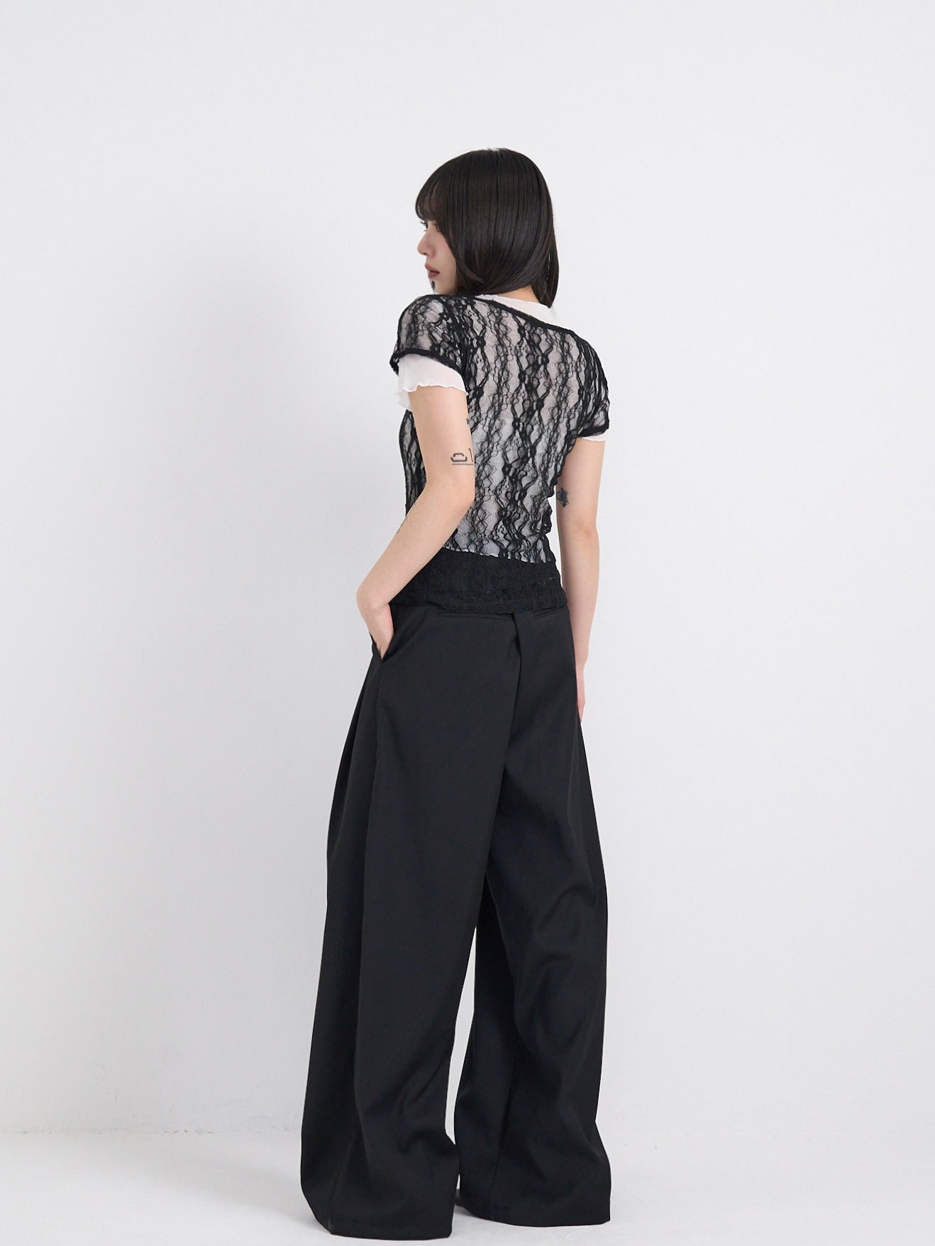 lace layered sheer tops