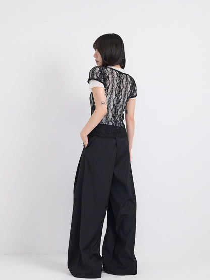lace layered sheer tops