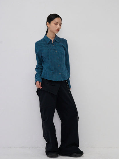sleeve detail check shirt
